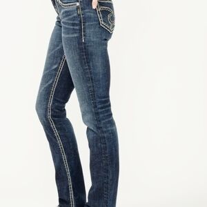 Silver Jeans Co. Women's Suki Mid Rise Curvy Fit Straight Leg Jeans